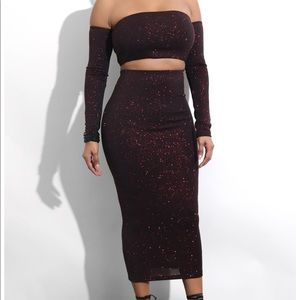 2 piece set black and red glittery Set